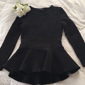 Zara Woman Ruffled Waist Longsleeve Top